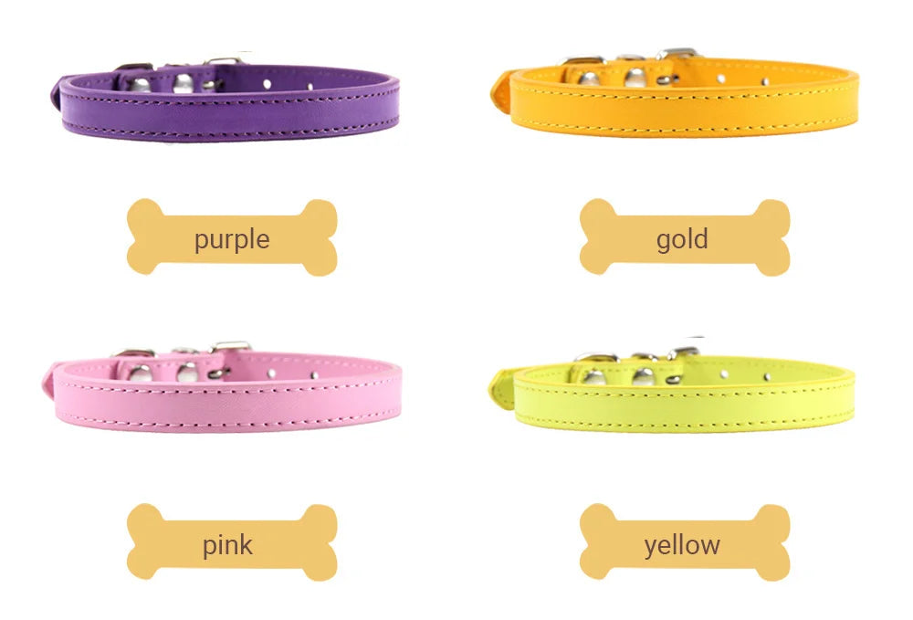 Colorful Leather Puppy Cat Collar