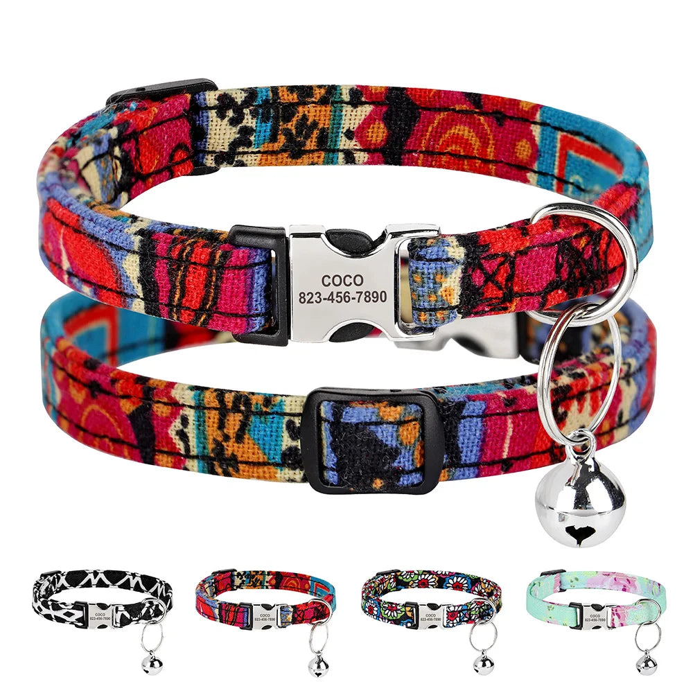 Custom Cat Collar Nylon Puppy Kitten Collars