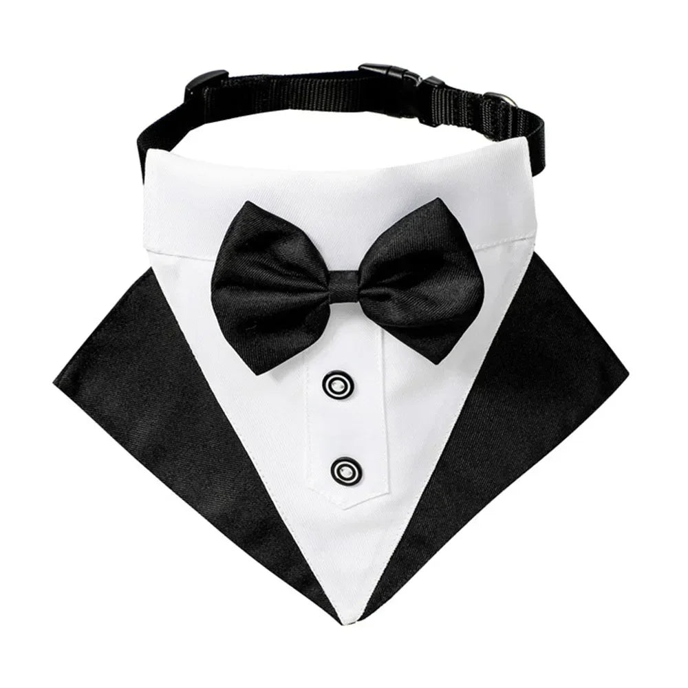 Dog Formal Bandana Tuxedo Scarf with Bow Tie