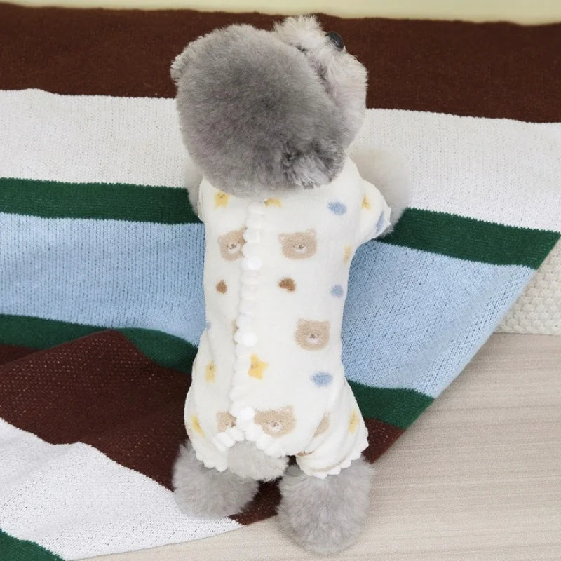 Bear Print Dog Jumpsuits