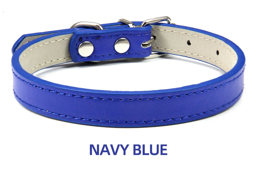 Soft Leather Solid Dog Collar