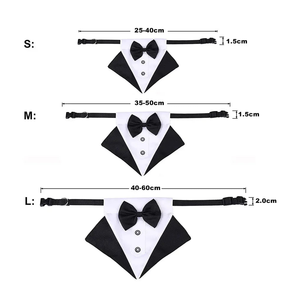 Dog Formal Bandana Tuxedo Scarf with Bow Tie