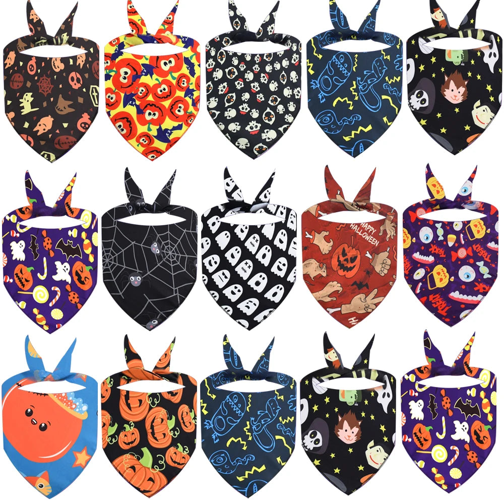 30pcs Halloween Pet Dog Bandanas