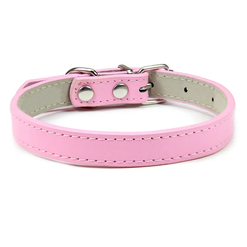 Soft Leather Solid Dog Collar