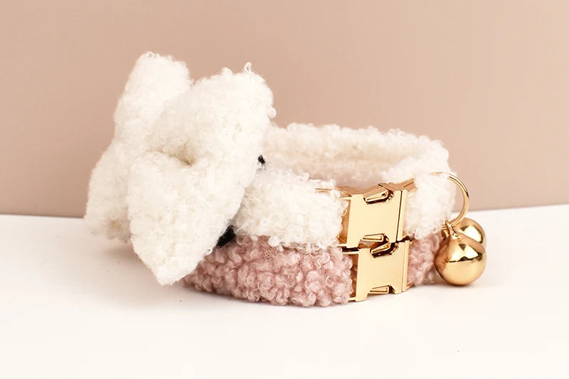 Teddy fur cat collar