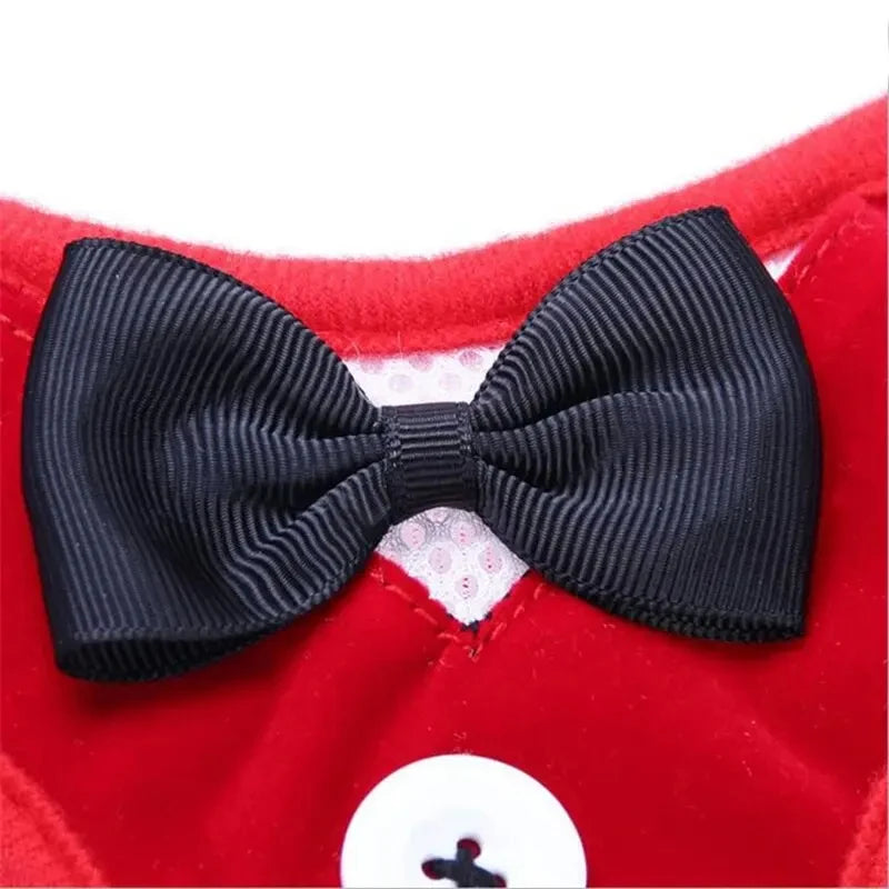 Elegant Bowtie Dog Harness Vest with Leash