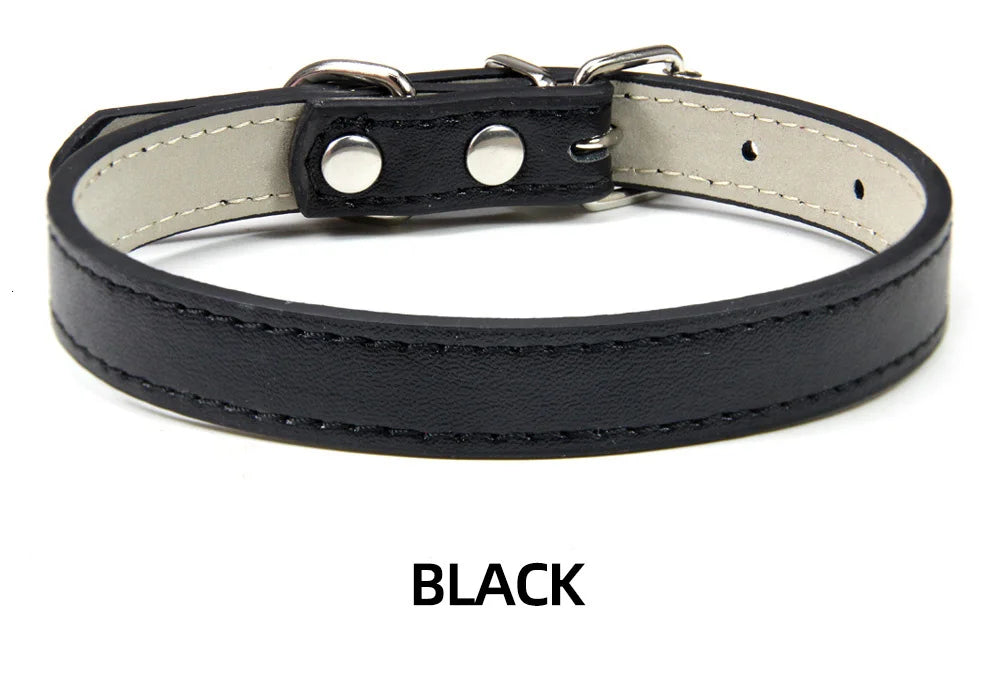 Soft Leather Solid Dog Collar