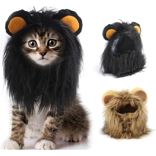 Cat Cosplay Dress Up Pet Hat Lion Mane