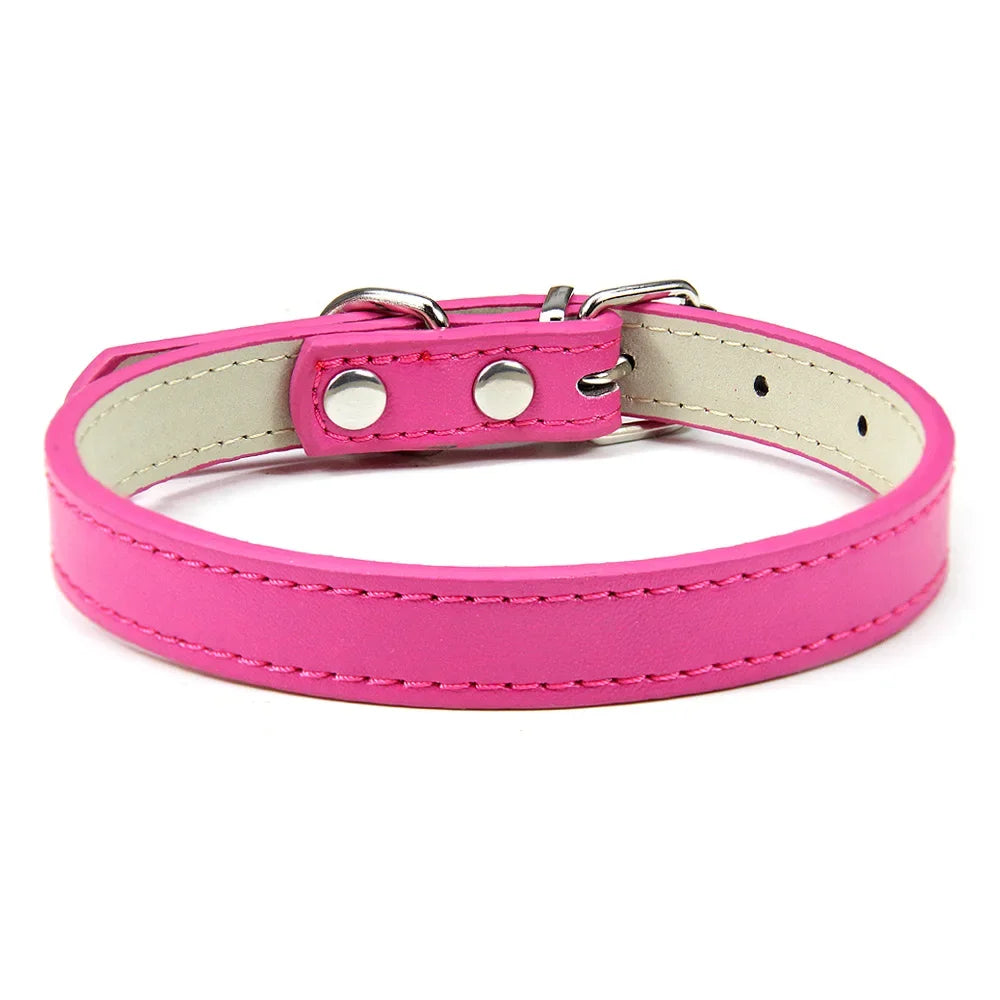 Soft Leather Solid Dog Collar
