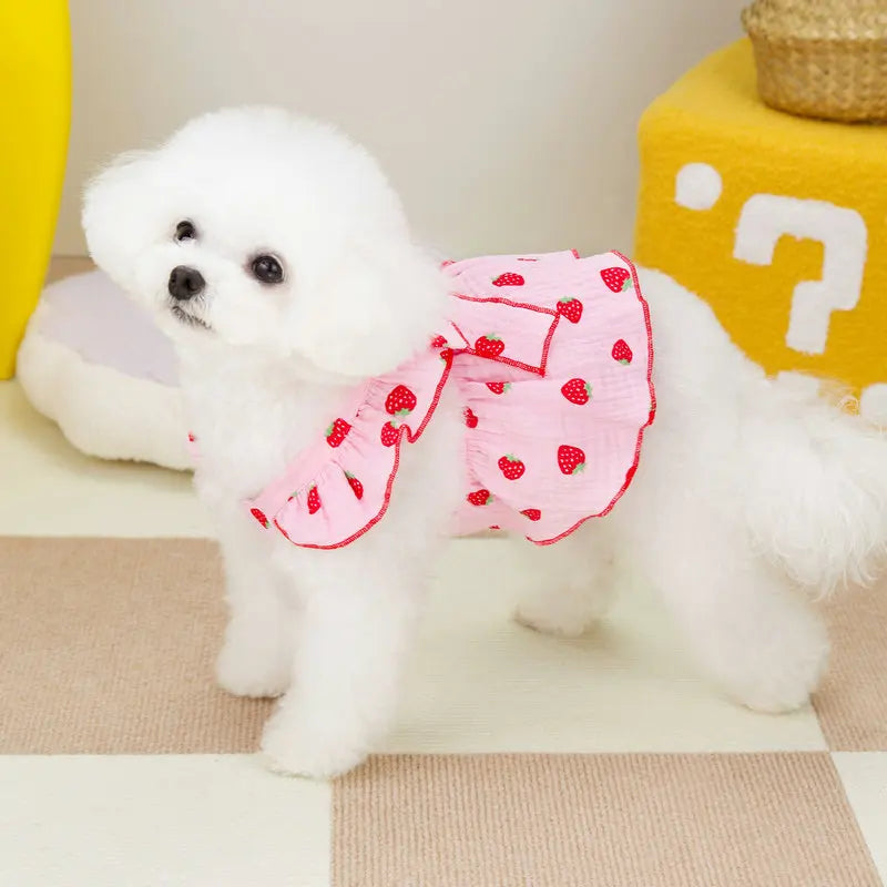 Strawberry Print Pet Dog Dress 2025