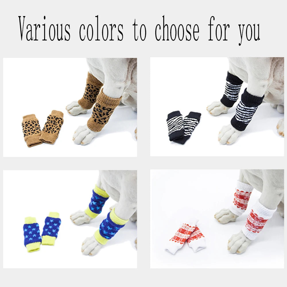4Pc/Set Pet Dog Cat Winter Knitted Leg Warmers