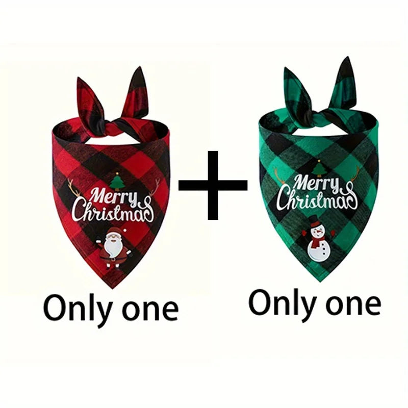 Christmas Dog Bandana with Santa & Snowman Design