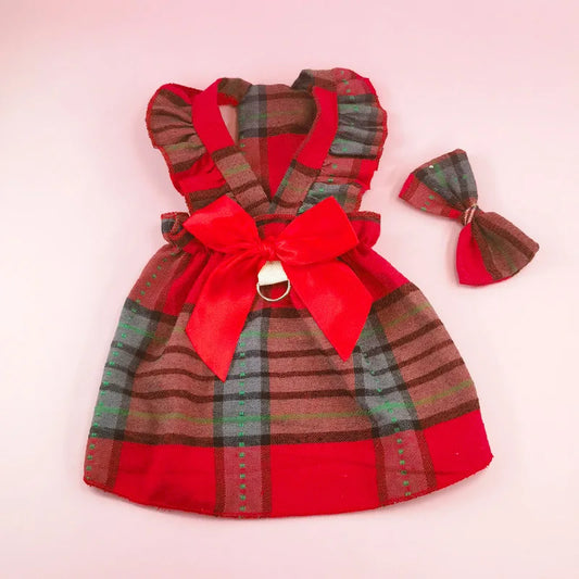 Pet Christmas Plaid Dress