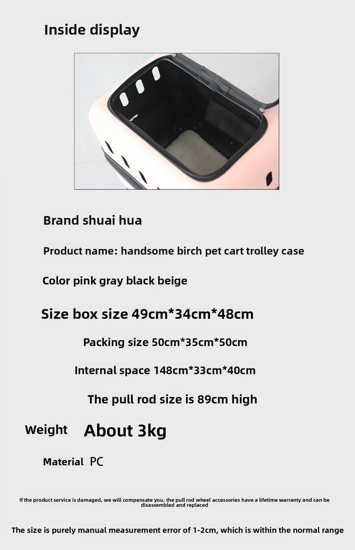 Large Pet Travel Carrier Rolling