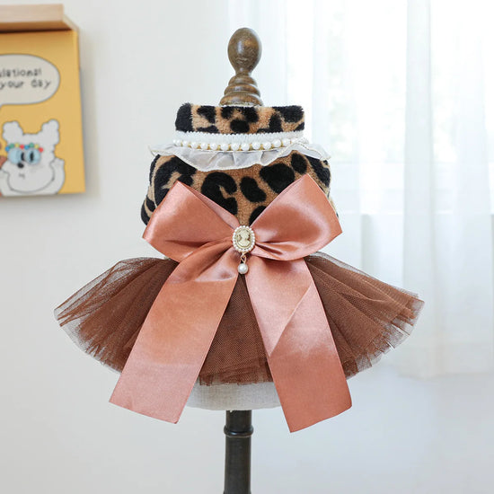 Pet Plush Mesh Splicing Dress for Dogs Cats
