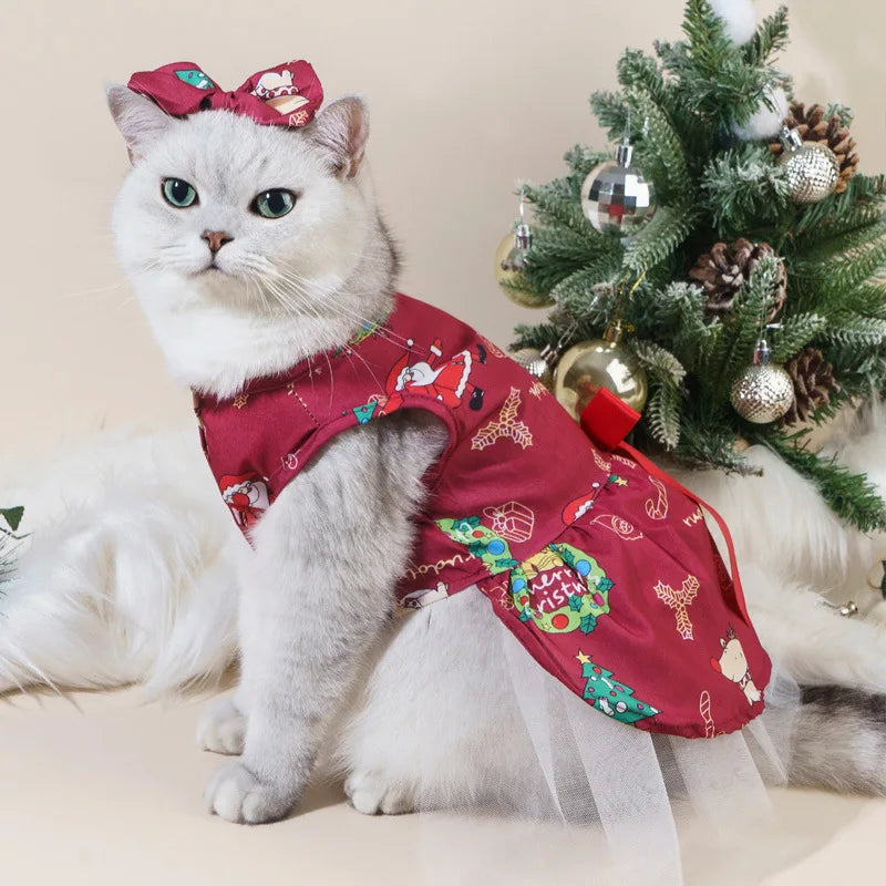 Pet Christmas Plaid Dress