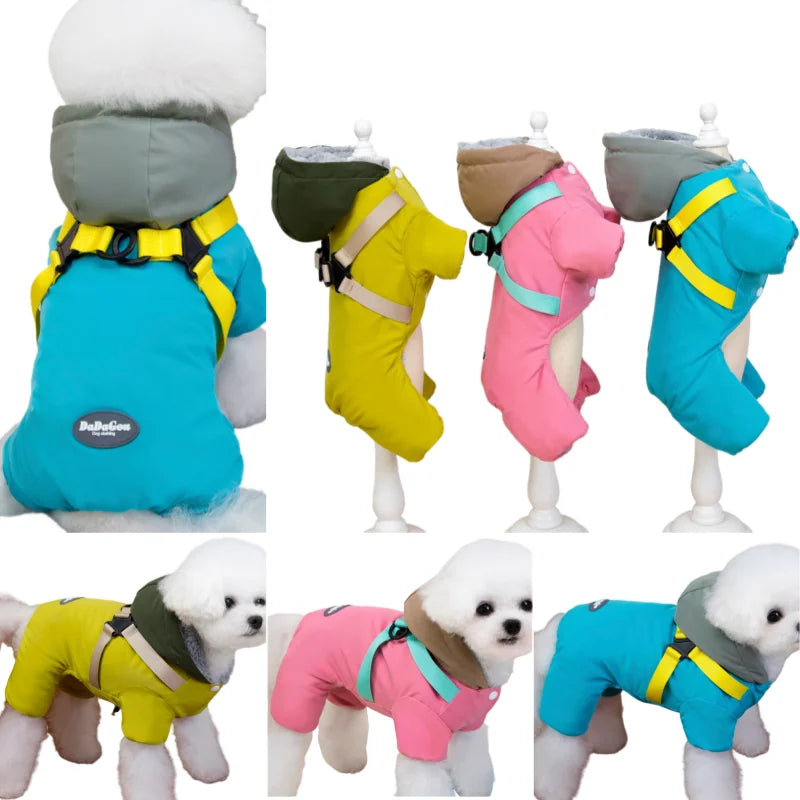 Pet Dog Jumpsuit Jacket With Harness