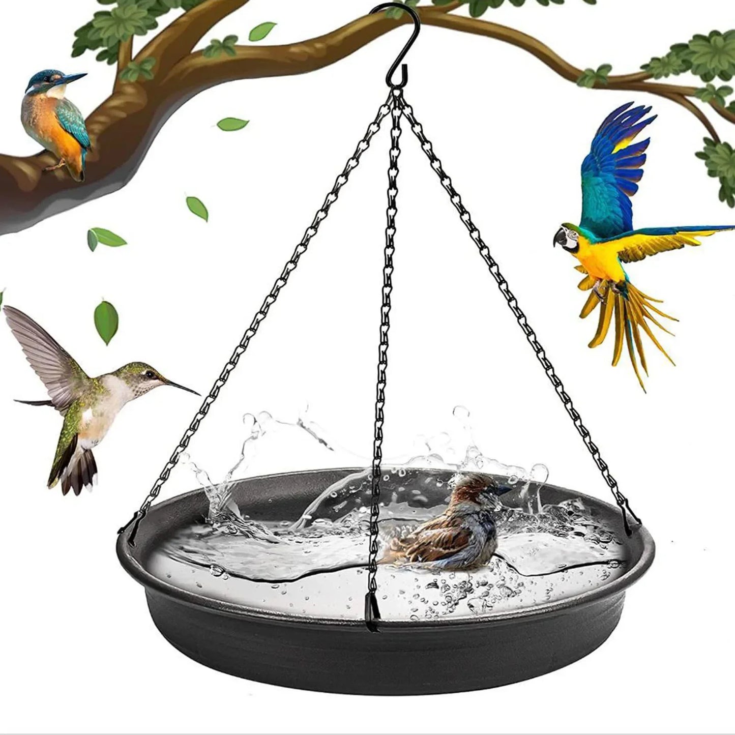 Hanging Bird Feeder, Water, Bath Tray