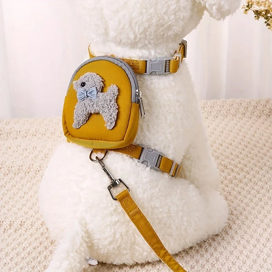 Soft Pet Vest with Backpack and Leash
