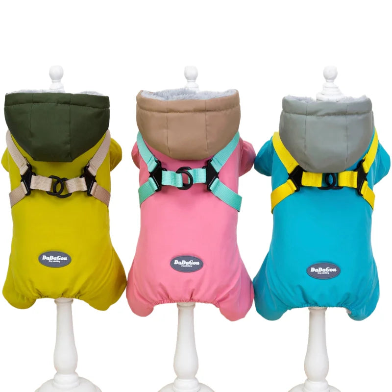 Pet Dog Jumpsuit Jacket With Harness