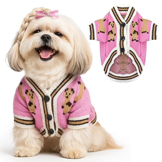 Dog Clothes Winter Striped Dog Cardigan Sweater