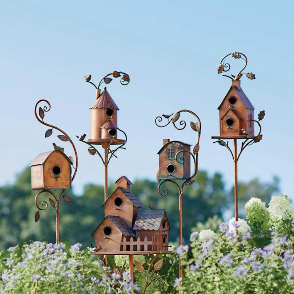 Metal Art Cottage Bird House