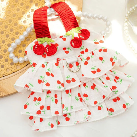 Creative Cherry Print Dog Suspenders Dress
