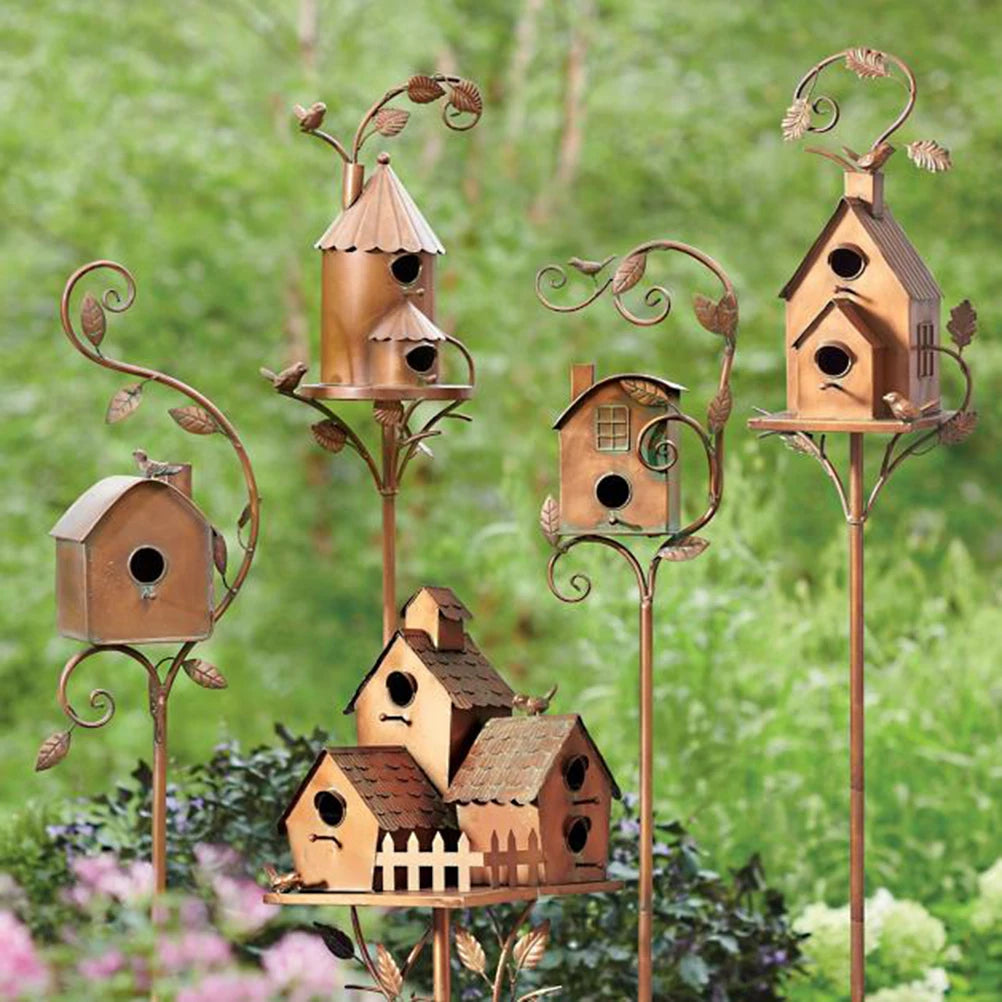 Metal Art Cottage Bird House