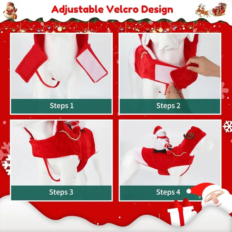 Christmas Pet Clothes Snowman Riding on Dog