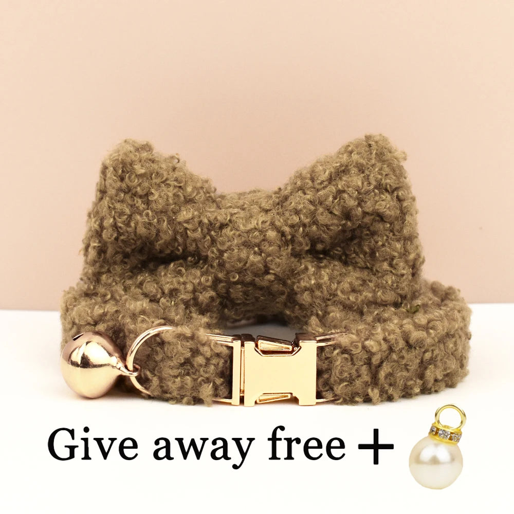 Teddy fur cat collar