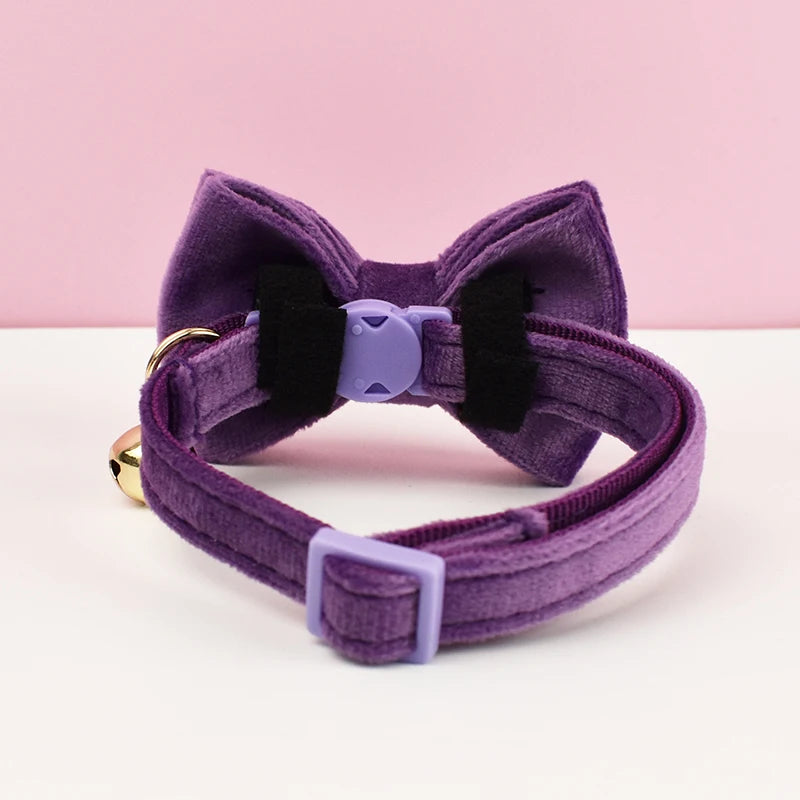 Velvet Cat Collar with Bowknot
