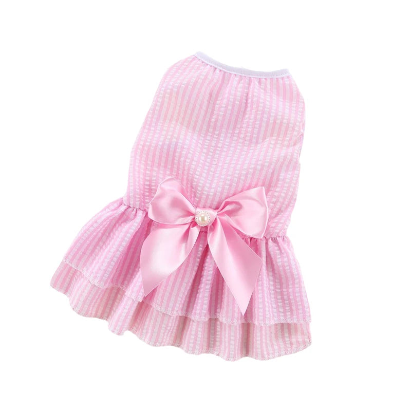 Spring Summer Stripe Sphynx Cat Bow Skirt