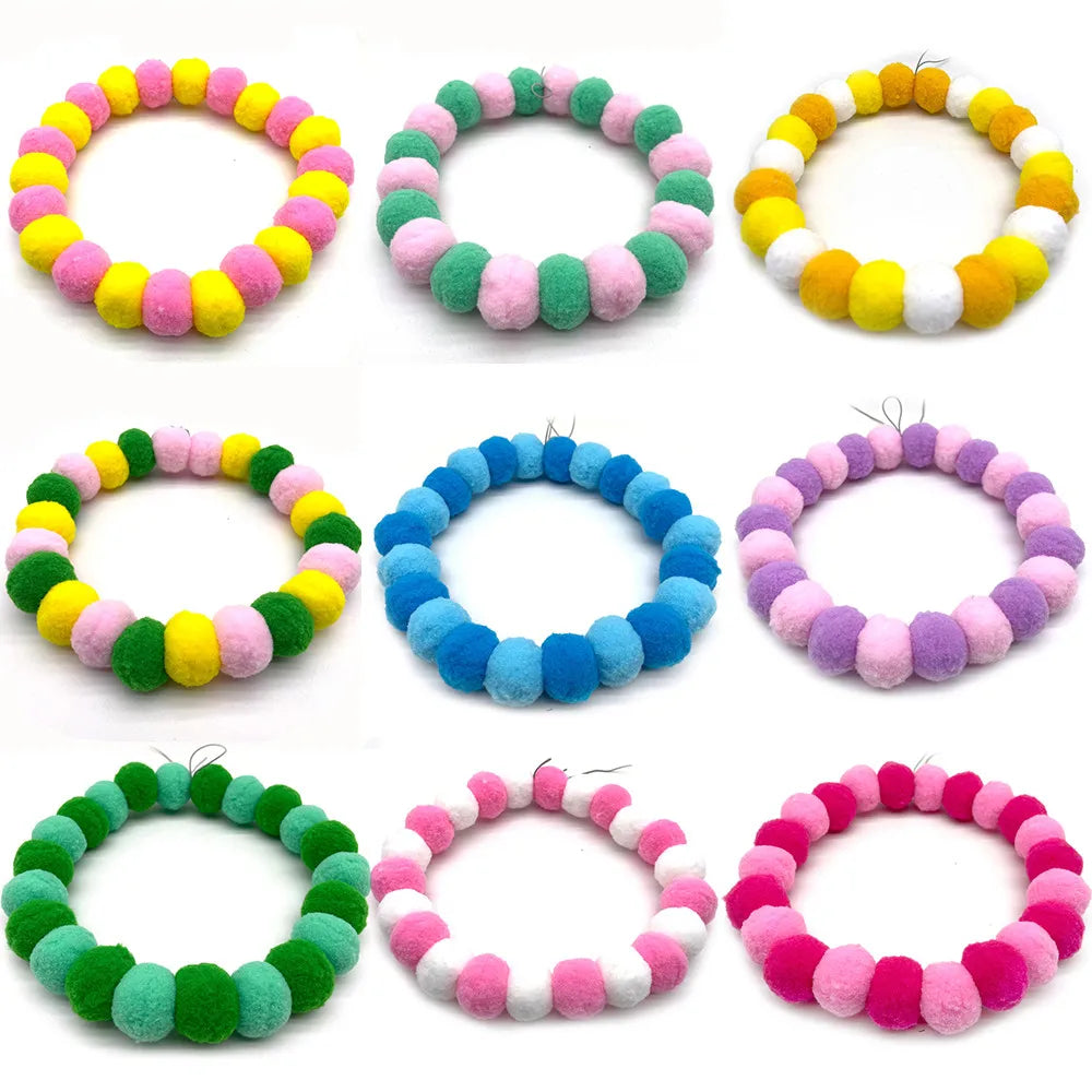 30pcs  Tie Rainbow Flower Hair Ball