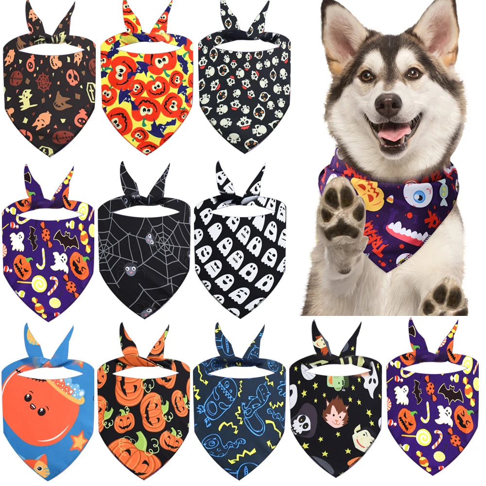 30pcs Halloween Pet Dog Bandanas