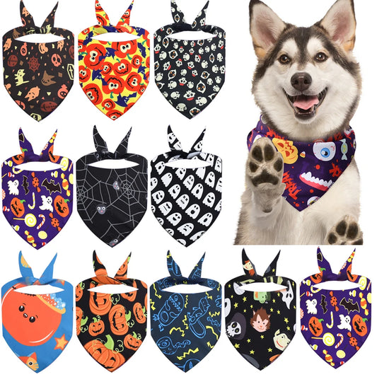 30pcs Halloween Pet Dog Bandanas