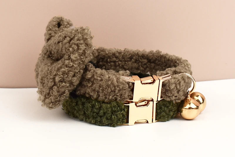Teddy fur cat collar