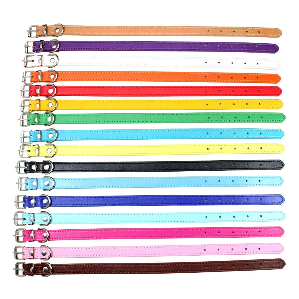 Soft Leather Solid Dog Collar