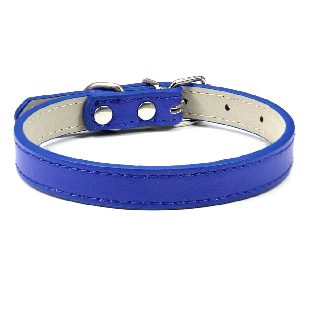 Soft Leather Solid Dog Collar