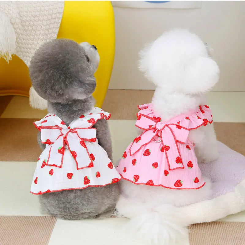 Strawberry Print Pet Dog Dress 2025