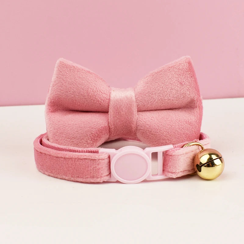 Velvet Cat Collar with Bowknot