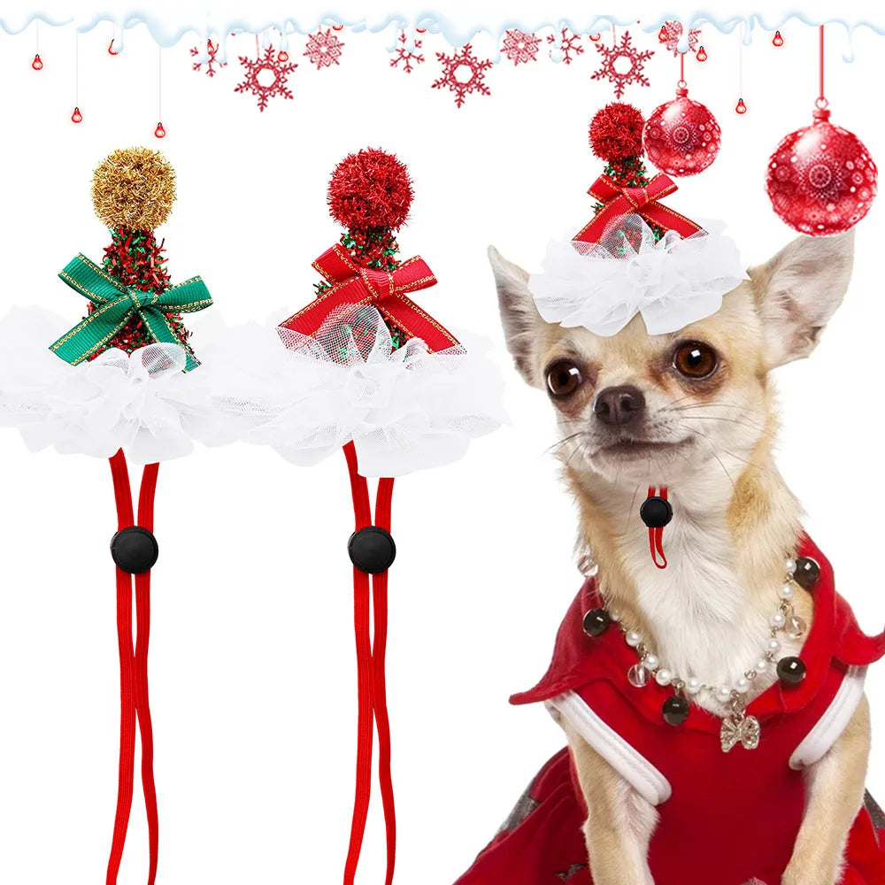1PC Christmas Dog Caps With Elastic Bands