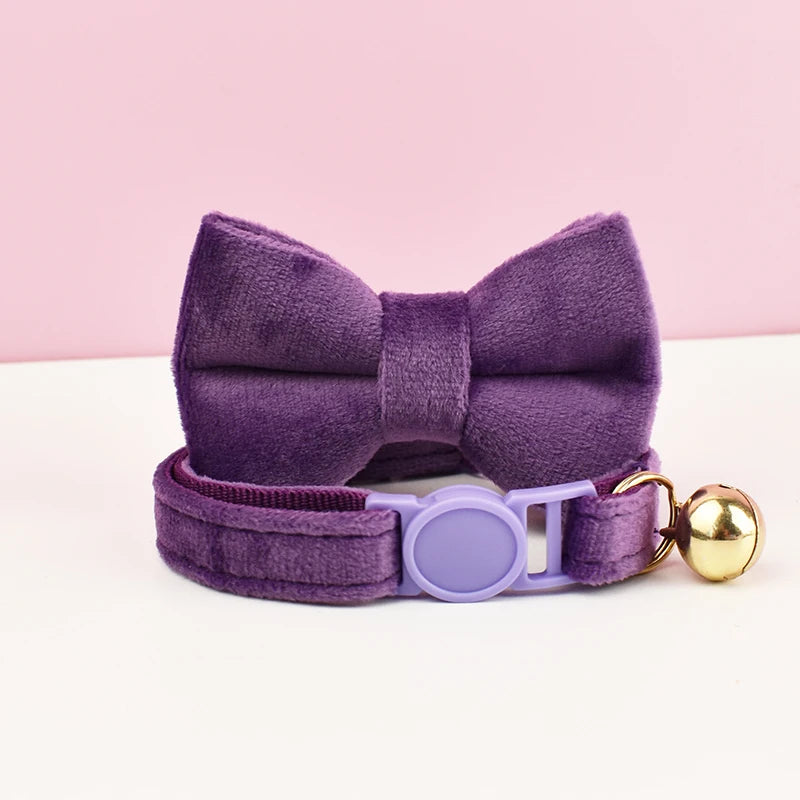 Velvet Cat Collar with Bowknot