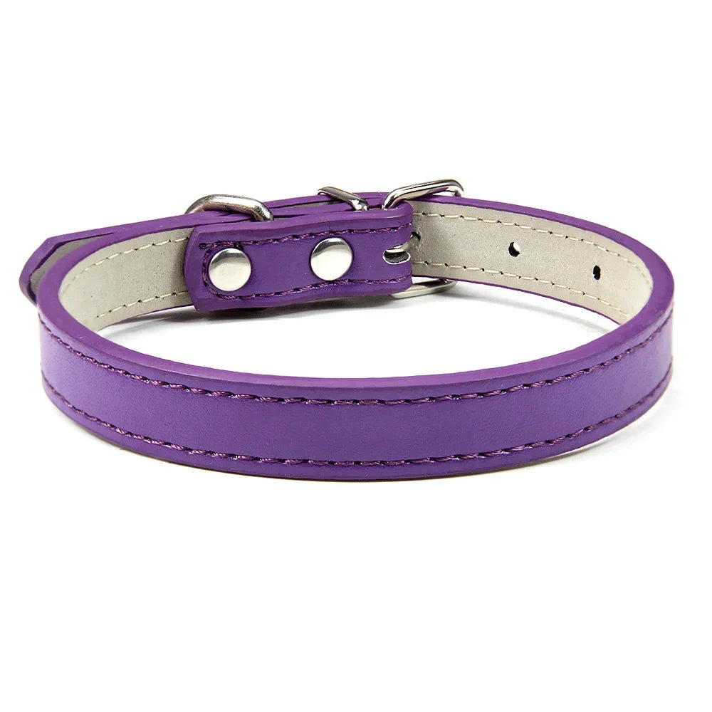 Soft Leather Solid Dog Collar