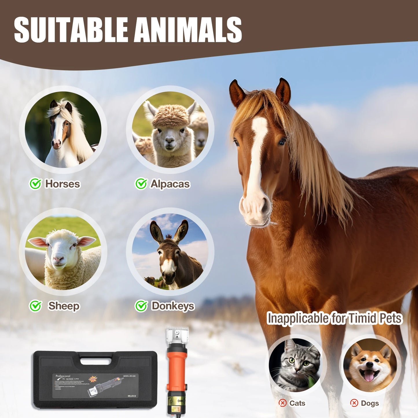 350W Electric Horse Sheep Animal Hair, Clipper Shearing Trimmer
 Fur Shear Cutter