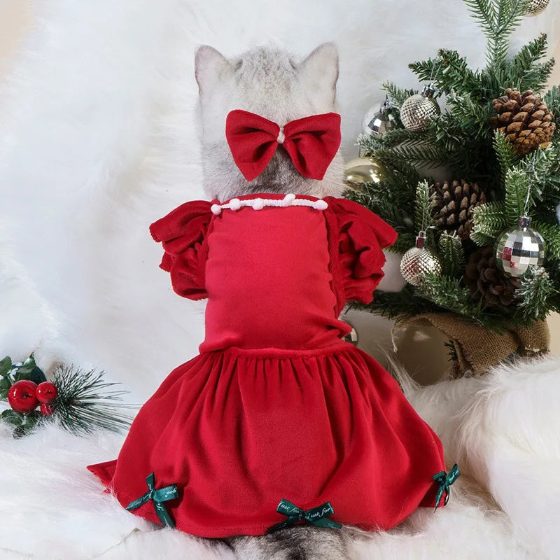 Pet Christmas Plaid Dress