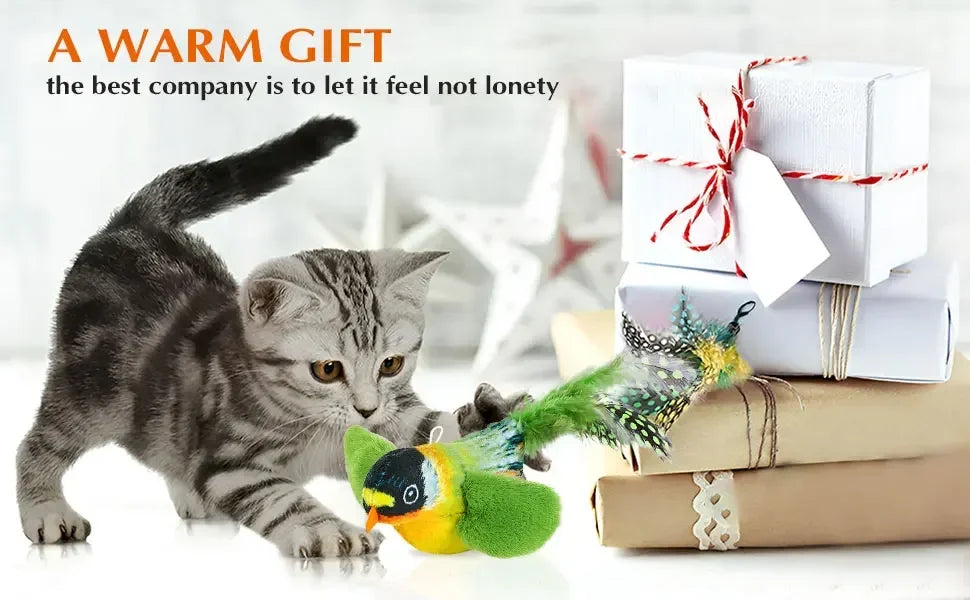 Indoor Interactive Birds Toy for Cat Chasing Teasing Toy Sounding Catnip Cat Teaser Toy Self-hilarity Wall Hanging Birds Cat Toy