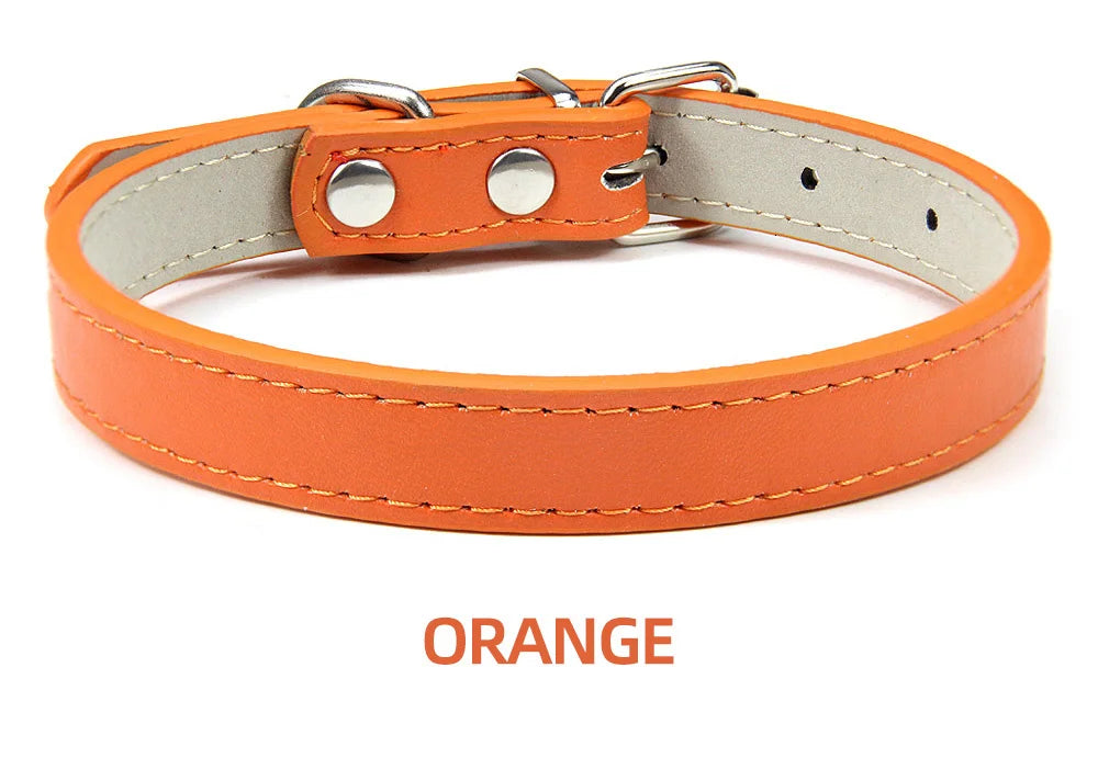Soft Leather Solid Dog Collar