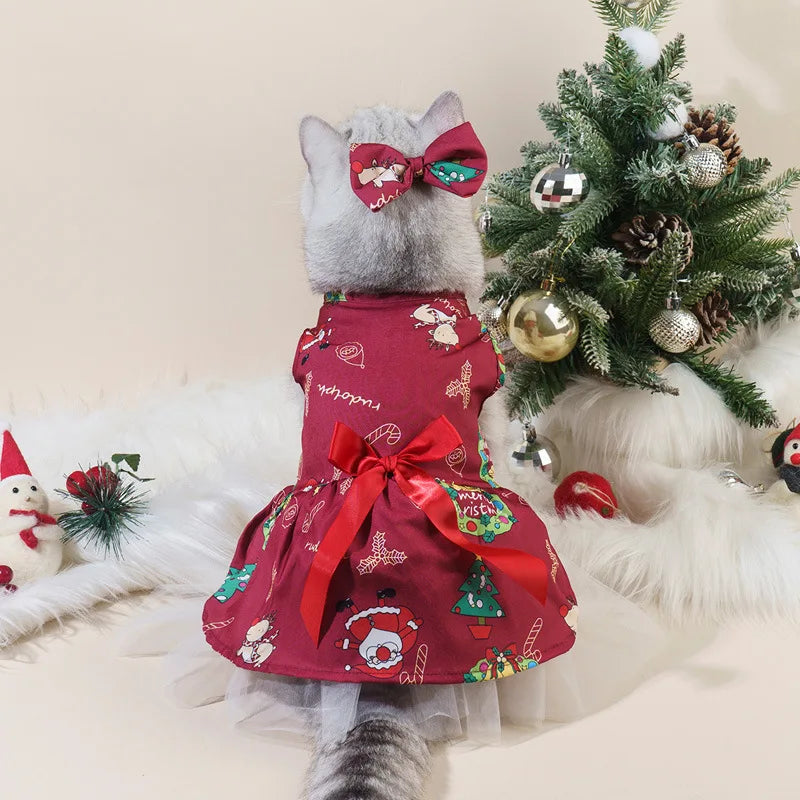 Pet Christmas Plaid Dress