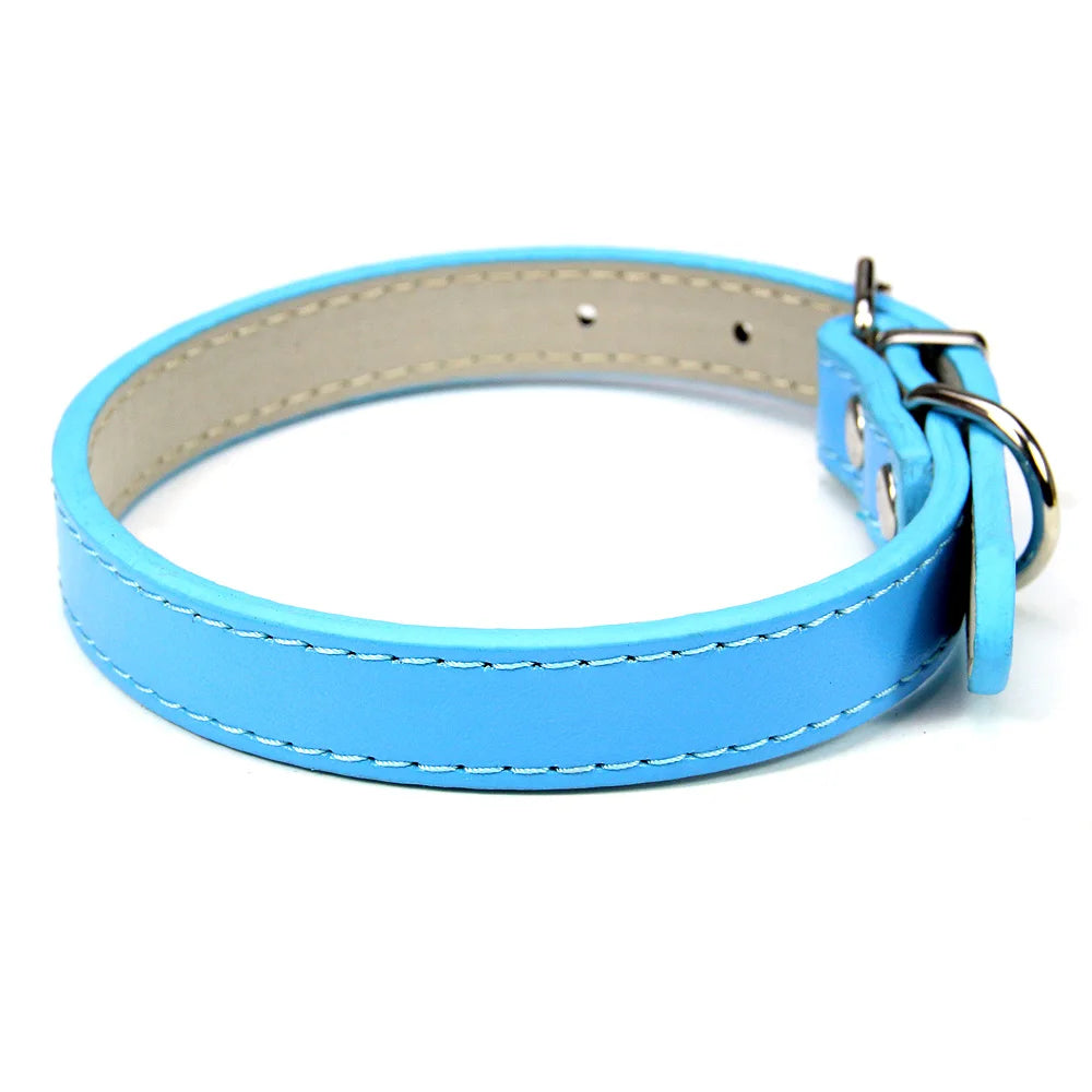 Soft Leather Solid Dog Collar