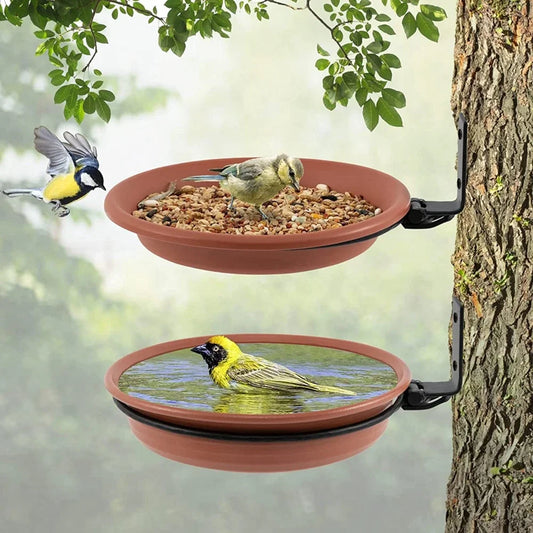 Tree Mounted Bird Feeder Birds Bath Bowl